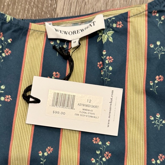 WeWoreWhat Asymmetrical Floral Stripe Midi Skirt Size 12 NWT - Picture 4 of 9